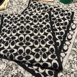 Authentic Coach Black and White Patterned Scarf